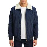 Erkek Kadife Mont Peluş Astarlı Gömlek Yaka Rüzgar Geçirmez Kadife Mont Lacivert 2XL