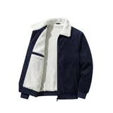Erkek Kadife Mont Peluş Astarlı Tam Fermuarlı Gömlek Yaka Spor Mont Lacivert 2XL