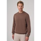 Erkek KAHVE Basic Bisiklet Yaka Sweatshirt