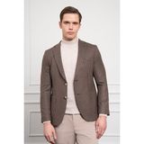 Erkek Kahve Dokuma Slim Fit Dar Kesim Mono Yaka Ceket - 46 - 6 Drop