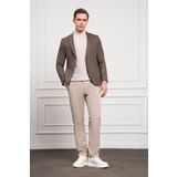 Erkek KAHVE Dokuma Slim Fit Dar Kesim Mono Yaka Ceket