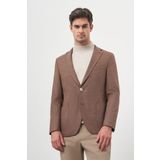 Erkek KAHVE Dokuma Slim Fit Mono Yaka Ceket