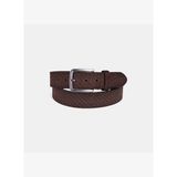 Erkek Kahve Örgü Desenli Süet Spor Kemer