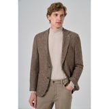 Erkek Kahve Örme Slim Fit Mono Yaka Ceket - 6 Drop - 48
