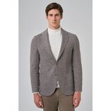 Erkek Kahve Örme Trend Desenli Slim Fit Mono Yaka Ceket - 6 Drop - 46