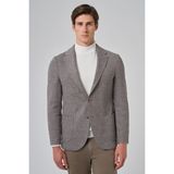 Erkek KAHVE Örme Trend Desenli Slim Fit Mono Yaka Ceket