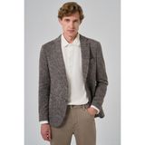 Erkek Kahve Örme Trend Ekoseli Slim Fit Mono Yaka Ceket - 6 Drop - 54