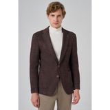 Erkek Kahve Örme Trend Kareli Slim Fit Mono Yaka Ceket - 6 Drop - 52
