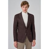 Erkek KAHVE Örme Trend Kareli Slim Fit Mono Yaka Ceket
