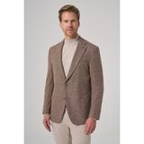 Erkek KAHVE Poliviskon Trend Desenli Dynamic Fit Mono Yaka Ceket