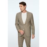 Erkek KAHVE Poliviskon Trend Ekoseli Slim Fit Mono Yaka Ceket