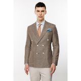 Erkek Kahve Slim Fit / Dar Kalıp Geniş Kırlangıç Ceket - 46 - Kahverengi