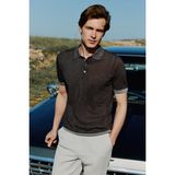 Erkek KAHVE Trend Polo Yaka Tencel Triko T-Shirt