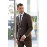 Erkek KAHVE Trend Slim Fit Mono Yaka Takım Elbise