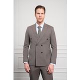 Erkek KAHVE Trend Slim Fit Sivri Yaka Kruvaze Takım Elbise