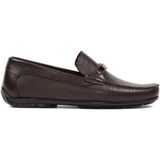 Erkek Kahverengi Baskılı Deri Loafer
