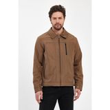Erkek Kahverengi Hakim Yaka Çok Cepli Su ve Rüzgar Itici Mevsimlik Mont&ceket - 2XL