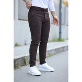 Erkek Kahverengi Italyan Kesim Slim Fit Kaliteli Esnek Likralı Bilek Boy Kumaş Pantolon - 31