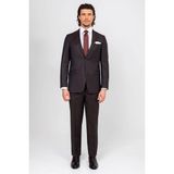 Erkek Kahverengi Regular Fit Çizgili Takım Elbise - 6 Drop - 62