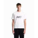 Erkek Kalın Jarse Dokuma Kumaş Logo Nakışlı Yuvarlak Yakalı Kısa Kollu Beyaz T-Shirt EM006809 AF13715-U0003