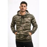Erkek Kamuflaj Desenli 2 Iplik 4 Mevsim Kapüşonlu Kanguru Cepli Hoodie Sweatshirt - Kamuflaj - 2XL