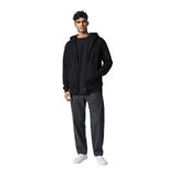 Erkek Kapişonlu Sweatshirt Ceket 3 iplik Kumaş Oversize Kalıp Siyah 2XL