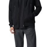 Erkek Kapişonlu Sweatshirt Ceket 3 iplik Kumaş Oversize Kalıp Siyah S