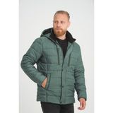 Erkek Kapüşonlu Içi Polarlı %100 Polyester Şişme Mont - Yeşil - 3XL