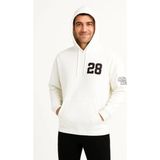 Erkek Kapüşonlu Kanguru Cepli Sweatshirt 3 Iplik Pamuklu Baskılı Hoodie - Beyaz - 2XL