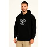Erkek Kapüşonlu Kanguru Cepli Sweatshirt 3 Iplik Pamuklu Baskılı Hoodie - Siyah - XL
