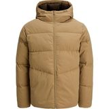 Erkek Kapüsonlu Puffer Ceket - Global - Açık Hardal