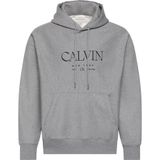 Erkek Kapüşonlu Yaka Calvin Yazı Desen Uzun Kol Cep Detay Gri Sweatshirt LV04RE207G-P7E
