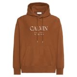 Erkek Kapüşonlu Yaka Calvin Yazı Desen Uzun Kol Cep Detay Kahverengi Sweatshirt LV04RE207G-2E3