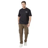 Erkek Kargo Cep Siyah Yandan Cepli Beli Lastikli Regular Fit Pantolon (KAHVERENGİ, S)