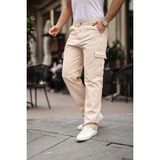 Erkek Kargo Cepli Baggy Pantolon - Bej - 34