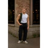 Erkek Kargo Cepli Jean Pantolon - Siyah - 2XL