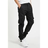 Erkek Kargo Jogger Pantolon Rahat Kesim Lastikli Paça - Siyah - Slim - 30