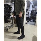 Erkek Kargo Pantolon Siyah Likralı Slim Fit Lastikli Paça - 3XL