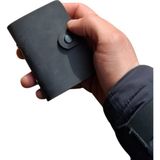 Erkek Kartlık Hakiki Deri 10 - 20 Şeffaf Bölmeli Mini Kartlık Kartvizitlik 9.5 x 7.5 cm Antrasit - 10 Şeffaf Bölmeli