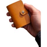 Erkek Kartlık Hakiki Deri 10 - 20 Şeffaf Bölmeli Mini Kartlık Kartvizitlik 9.5 x 7.5 cm Camel - Taba