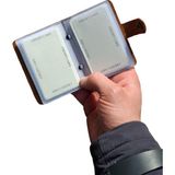 Erkek Kartlık Hakiki Deri 10 - 20 Şeffaf Bölmeli Mini Kartlık Kartvizitlik 9.5 x 7.5 cm Gri - 10 Şeffaf Bölmeli