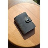 Erkek Kartlık Hakiki Deri 10 - 20 Şeffaf Bölmeli Mini Kartlık Kartvizitlik 9.5 x 7.5 cm Gri