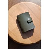 Erkek Kartlık Hakiki Deri 10 - 20 Şeffaf Bölmeli Mini Kartlık Kartvizitlik 9.5 x 7.5 cm Yeşil - 10 Şeffaf Bölmeli