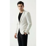 Erkek Karyağdı Desenli Slim Fit Blazer Ceket – Siyah & Bej – Şık Günlük Ve Ofis Kombin
