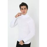 Erkek Kaşkorse Boğazlı Full Likralı Fitilli Body Kazak - Beyaz 8648829