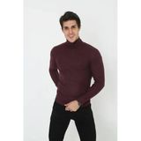 Erkek Kaşkorse Boğazlı Full Likralı Fitilli Body Kazak - Bordo 8648832