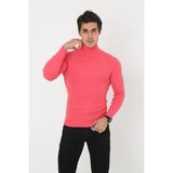 Erkek Kaşkorse Boğazlı Full Likralı Fitilli Body Kazak - Pembe - Çok Renkli - Standart