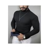 Erkek Kaşkorse Boğazlı Full Likralı Fitilli Body Kazak - Siyah 8380255