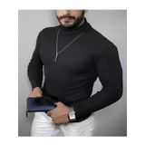 Erkek Kaşkorse Boğazlı Full Likralı Fitilli Body Kazak - Siyah