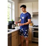 Erkek Kedi Baskılı Bisiklet Yaka Pamuklu Pijama Takımı Fonksiyonel Dayanıklı Kaliteli Spor